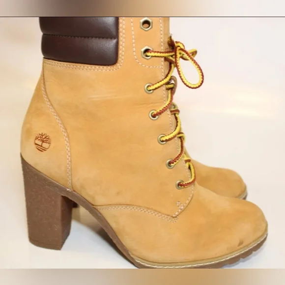 🎀Clearance🎀 Timberland Tilson High Heel 6.5 Wheat Nubuck Leather Ankle Boots - Picture 8 of 14